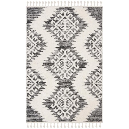 Safavieh 11 x 15 ft. Moroccan Tassel Shag Contemporary Rectangle Power Loomed Rug Ivory & Grey MTS652F-1115